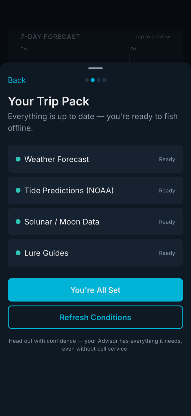 Trip Prep offline caching screen